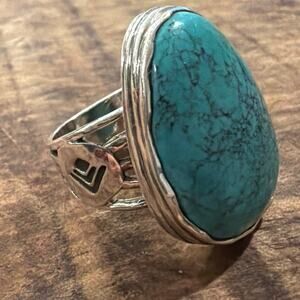 Silpada Turquoise & Sterling Sikver statement ring size 11
